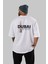 Dubai Arka Baskılı Beyaz Oversize T-Shirt Erkek Kadın Bisiklet Yaka 5