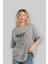 Teddy Bear Never Ön Baskılı Gri Oversize T-Shirt Unisex Erkek Kadın Bisiklet Yaka 4