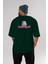 Youth Has No Age Arka Baskılı Zümrüt Yeşili Oversize T-Shirt Erkek Kadın Bisiklet Yaka 5