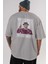 Captain Pixard Arka Baskılı Gri Oversize T-Shirt Unisex Erkek Kadın Bisiklet Yaka 5