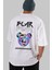 Bear Bear Arka Baskılı Beyaz Oversize T-Shirt Erkek Kadın Bisiklet Yaka 1