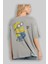 Minion Arka Baskılı Gri Oversize T-Shirt Unisex Erkek Kadın Bisiklet Yaka 3