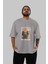 Warren Buffet Up Carl Ön Baskılı Gri Oversize T-Shirt Unisex Erkek Kadın Bisiklet Yaka 5