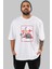 Richard Bronson Thor Ön Baskılı Beyaz Oversize T-Shirt Erkek Kadın Bisiklet Yaka 1