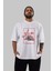 Richard Bronson Thor Ön Baskılı Beyaz Oversize T-Shirt Erkek Kadın Bisiklet Yaka 5