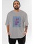 Love Is The Flower You've Got Ön Baskılı Gri Oversize T-Shirt Unisex Erkek Kadın Bisiklet Yaka 1