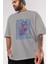 Love Is The Flower You've Got Ön Baskılı Gri Oversize T-Shirt Unisex Erkek Kadın Bisiklet Yaka 3