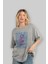 Love Is The Flower You've Got Ön Baskılı Gri Oversize T-Shirt Unisex Erkek Kadın Bisiklet Yaka 4