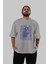 Love Is The Flower You've Got Ön Baskılı Gri Oversize T-Shirt Unisex Erkek Kadın Bisiklet Yaka 5