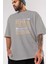 Roma Ön Baskılı Gri Oversize T-Shirt Unisex Erkek Kadın Bisiklet Yaka 3