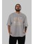 Roma Ön Baskılı Gri Oversize T-Shirt Unisex Erkek Kadın Bisiklet Yaka 5
