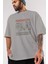Manchester Ön Baskılı Gri Oversize T-Shirt Unisex Erkek Kadın Bisiklet Yaka 3