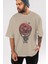Death Note -Ryuk Anime Ön Baskılı Bej Oversize T-Shirt Erkek Kadın 5