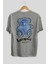 Warning Cuteness Bear Arka Baskılı Gri Oversize T-Shirt Unisex Erkek Kadın Bisiklet Yaka 2