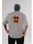 Born To Play Yazılı Arka Baskılı Gri Oversize T-Shirt Unisex Erkek Kadın Bisiklet Yaka 1