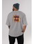 Born To Play Yazılı Arka Baskılı Gri Oversize T-Shirt Unisex Erkek Kadın Bisiklet Yaka 4