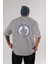 Gas Mask Soldier Arka Baskılı Gri Oversize T-Shirt Unisex Erkek Kadın Bisiklet Yaka 1