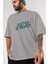 Justice Is Denied Ön Baskılı Gri Oversize T-Shirt Unisex Erkek Kadın Bisiklet Yaka 3