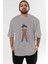 Goku Ön Baskılı Gri Oversize T-Shirt Unisex Erkek Kadın Bisiklet Yaka 1