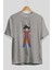 Goku Ön Baskılı Gri Oversize T-Shirt Unisex Erkek Kadın Bisiklet Yaka 2