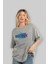 The Bronx Ön Baskılı Gri Oversize T-Shirt Unisex Erkek Kadın Bisiklet Yaka 4