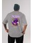 Bronx New York Arka Baskılı Gri Oversize T-Shirt Unisex Erkek Kadın Bisiklet Yaka 1