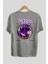 Bronx New York Arka Baskılı Gri Oversize T-Shirt Unisex Erkek Kadın Bisiklet Yaka 2
