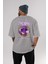 Bronx New York Arka Baskılı Gri Oversize T-Shirt Unisex Erkek Kadın Bisiklet Yaka 4