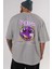 Bronx New York Arka Baskılı Gri Oversize T-Shirt Unisex Erkek Kadın Bisiklet Yaka 5