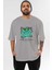 Love Is Divine Bear Ön Baskılı Gri Oversize T-Shirt Unisex Erkek Kadın Bisiklet Yaka 1