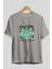 Love Is Divine Bear Ön Baskılı Gri Oversize T-Shirt Unisex Erkek Kadın Bisiklet Yaka 2