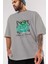 Love Is Divine Bear Ön Baskılı Gri Oversize T-Shirt Unisex Erkek Kadın Bisiklet Yaka 3
