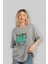Love Is Divine Bear Ön Baskılı Gri Oversize T-Shirt Unisex Erkek Kadın Bisiklet Yaka 4