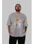 John Lennon Astronot Ön Baskılı Gri Oversize T-Shirt Unisex Erkek Kadın Bisiklet Yaka 5