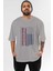 Change Ön Baskılı Gri Oversize T-Shirt Unisex Erkek Kadın Bisiklet Yaka 1