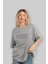 Genesis Ön Baskılı Gri Oversize T-Shirt Unisex Erkek Kadın Bisiklet Yaka 4