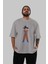 Goku Ön Baskılı Gri Oversize T-Shirt Unisex Erkek Kadın Bisiklet Yaka 5