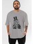 I Want You Skull Ön Baskılı Gri Oversize T-Shirt Unisex Erkek Kadın Bisiklet Yaka 1