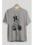 I Want You Skull Ön Baskılı Gri Oversize T-Shirt Unisex Erkek Kadın Bisiklet Yaka 2