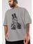 I Want You Skull Ön Baskılı Gri Oversize T-Shirt Unisex Erkek Kadın Bisiklet Yaka 3