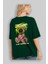 No Fake Smile Bear Arka Baskılı Zümrüt Yeşili Oversize T-Shirt Unisex Erkek Kadın Bisiklet Yaka 4