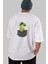 Silence Is Gold Arka Baskılı Beyaz Oversize T-Shirt Erkek Kadın Bisiklet Yaka 1