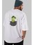 Silence Is Gold Arka Baskılı Beyaz Oversize T-Shirt Erkek Kadın Bisiklet Yaka 3
