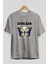 Dream Company Ön Baskılı Gri Oversize T-Shirt Unisex Erkek Kadın Bisiklet Yaka 2