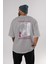 Tanjıro Kamado 3 Anime Arka Baskılı Gri Oversize T-Shirt %100 Pamuk Erkek Kadın 4