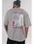 Tanjıro Kamado 3 Anime Arka Baskılı Gri Oversize T-Shirt %100 Pamuk Erkek Kadın 5