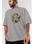 Turtles Ön Baskılı Gri Oversize T-Shirt Unisex Erkek Kadın Bisiklet Yaka 3