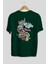 Crazy Unicorn Arka Baskılı Zümrüt Yeşili Oversize T-Shirt Unisex Erkek Kadın Bisiklet Yaka 2