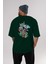 Crazy Unicorn Arka Baskılı Zümrüt Yeşili Oversize T-Shirt Unisex Erkek Kadın Bisiklet Yaka 5