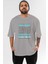Brooklyn New York City Ön Baskılı Gri Oversize T-Shirt Unisex Erkek Kadın Bisiklet Yaka 1